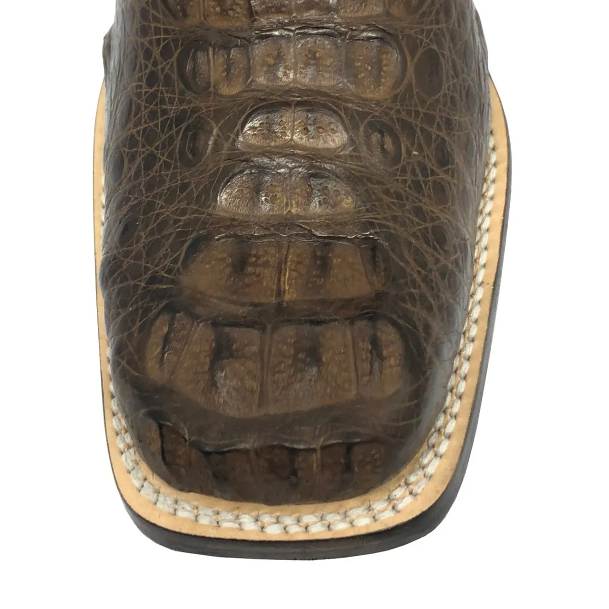 Bota Texana Reizinho Premium de Couro Legítimo de Jacaré Tabaco LIMITED EDITION - Cano Alto, Bico Quadrado - Solado de Couro Artesanal | Reizinho Botas