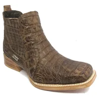 Bota Texana Reizinho Premium de Couro Legítimo de Jacaré Tabaco LIMITED EDITION - Cano Curto, Bico Quadrado - Solado de Couro Artesanal - imagem 4