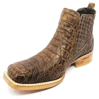 Bota Texana Reizinho Premium de Couro Legítimo de Jacaré Tabaco LIMITED EDITION - Cano Curto, Bico Quadrado - Solado de Couro Artesanal - imagem 3