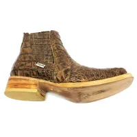Bota Texana Reizinho Premium de Couro Legítimo de Jacaré Tabaco LIMITED EDITION - Cano Curto, Bico Quadrado - Solado de Couro Artesanal - imagem 5