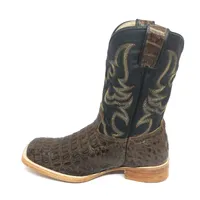 Bota Texana Reizinho Premium de Couro Legítimo de Jacaré Tabaco LIMITED EDITION - Cano Médio, Bico Quadrado - Solado de Couro Artesanal | Reizinho Botas - imagem 5