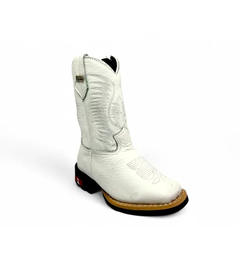 Bota Infantil de Couro Bovino Branco | Reizinho Botas