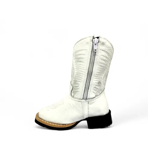 Bota Infantil de Couro Bovino Branco | Reizinho Botas