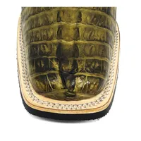 Bota Texana Reizinho Premium de Couro Legítimo de Jacaré Verde Musgo Rabo LIMITED EDITION - Cano Curto Elástico, Bico Quadrado - Solado X-Flex Artesanal | Reizinho Botas - imagem 5