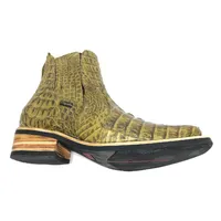 Bota Texana Reizinho Premium de Couro Legítimo de Jacaré Verde Musgo Rabo LIMITED EDITION - Cano Curto Elástico, Bico Quadrado - Solado X-Flex Artesanal | Reizinho Botas - imagem 6