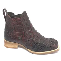 Bota Texana Reizinho Premium de Couro Legítimo de Jacaré Vinho LIMITED EDITION - Cano Curto, Bico Fino - Solado de Couro Artesanal - imagem 6