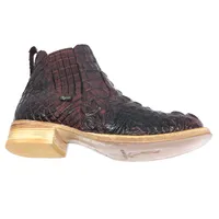 Bota Texana Reizinho Premium de Couro Legítimo de Jacaré Vinho LIMITED EDITION - Cano Curto, Bico Fino - Solado de Couro Artesanal - imagem 5