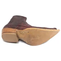 Bota Texana Reizinho Premium de Couro Legítimo de Jacaré Vinho Rabo LIMITED EDITION - Cano Curto, Bico Fino - Solado de Couro Artesanal - imagem 3