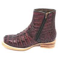 Bota Texana Reizinho Premium de Couro Legítimo de Jacaré Vinho Rabo LIMITED EDITION - Cano Curto Zíper, Bico Quadrado - Solado de Couro Artesanal | Reizinho Botas - imagem 5