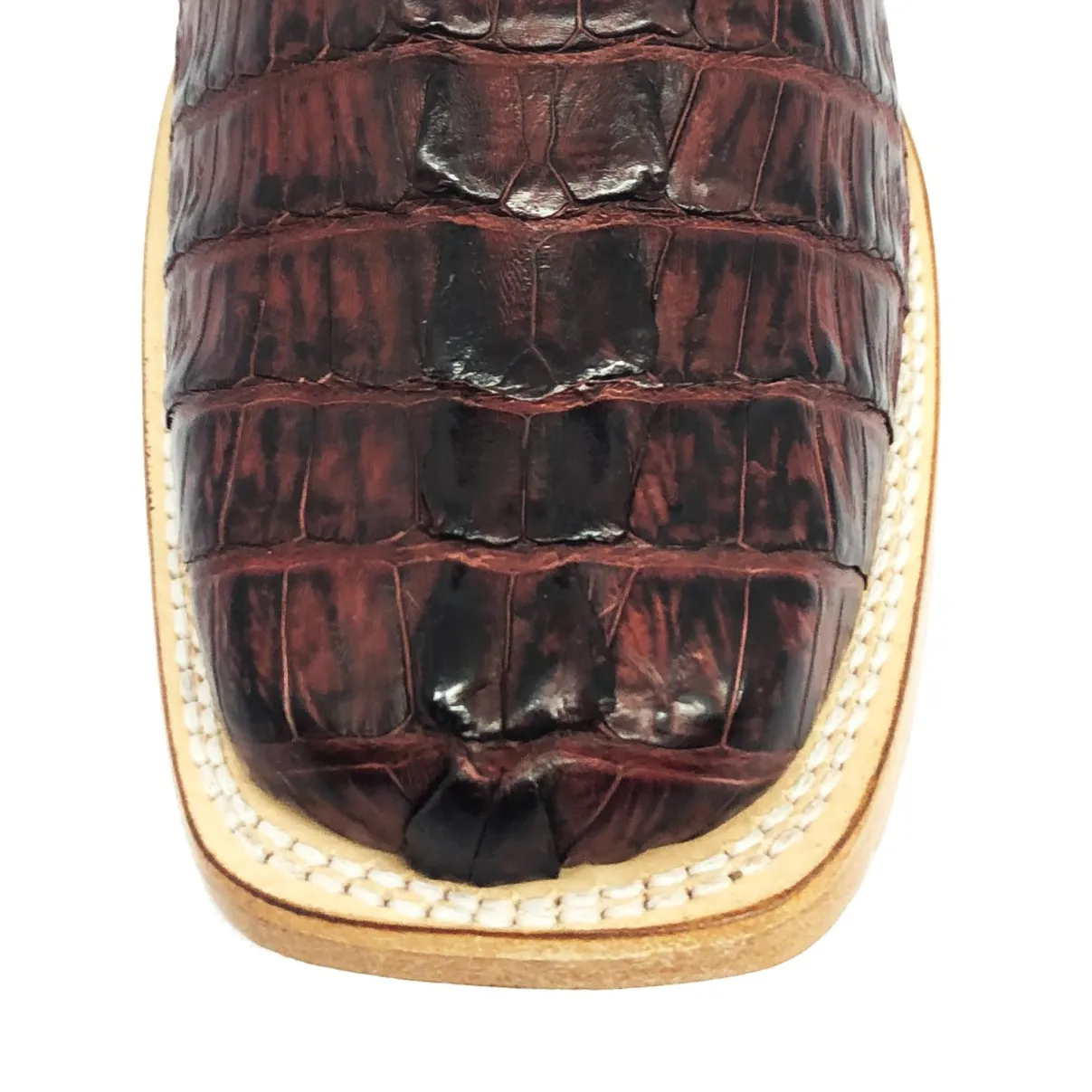 Bota Texana Reizinho Premium de Couro Legítimo de Jacaré Vinho Rabo LIMITED EDITION - Cano Curto Zíper, Bico Quadrado - Solado de Couro Artesanal | Reizinho Botas