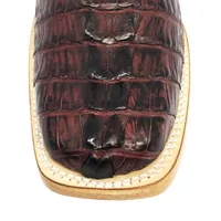 Bota Texana Reizinho Premium de Couro Legítimo de Jacaré Vinho Rabo LIMITED EDITION - Cano Curto Zíper, Bico Quadrado - Solado de Couro Artesanal | Reizinho Botas - imagem 6