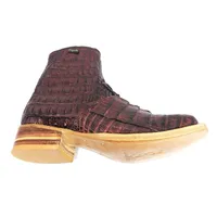 Bota Texana Reizinho Premium de Couro Legítimo de Jacaré Vinho Rabo LIMITED EDITION - Cano Curto Zíper, Bico Quadrado - Solado de Couro Artesanal | Reizinho Botas - imagem 7