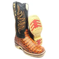 Bota Texana Reizinho Premium de Couro Legítimo de Jacaré Volcano LIMITED EDITION - Cano Alto, Bico Quadrado - Solado Jump - imagem 1