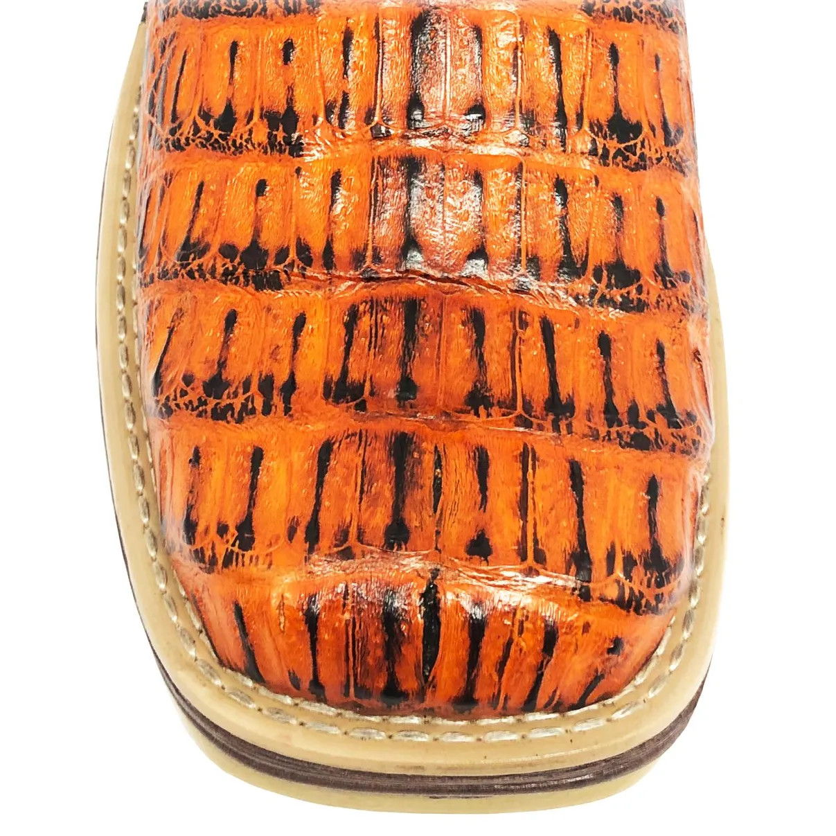 Bota Texana Reizinho Premium de Couro Legítimo de Jacaré Volcano LIMITED EDITION - Cano Alto, Bico Quadrado - Solado Jump