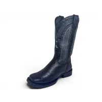 Bota Texana Reizinho Premium de Couro Legítimo de Lobo Marinho Preto LIMITED EDITION - Cano Alto, Bico Quadrado - Solado de Couro Artesanal com Proteção - imagem 6