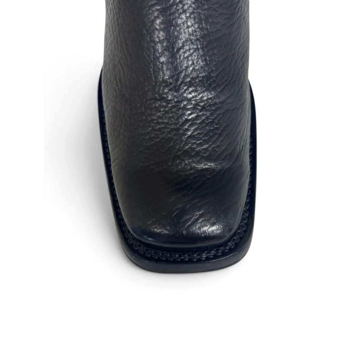 Bota Texana Reizinho Premium de Couro Legítimo de Lobo Marinho Preto LIMITED EDITION - Cano Alto, Bico Quadrado - Solado de Couro Artesanal com Proteção
