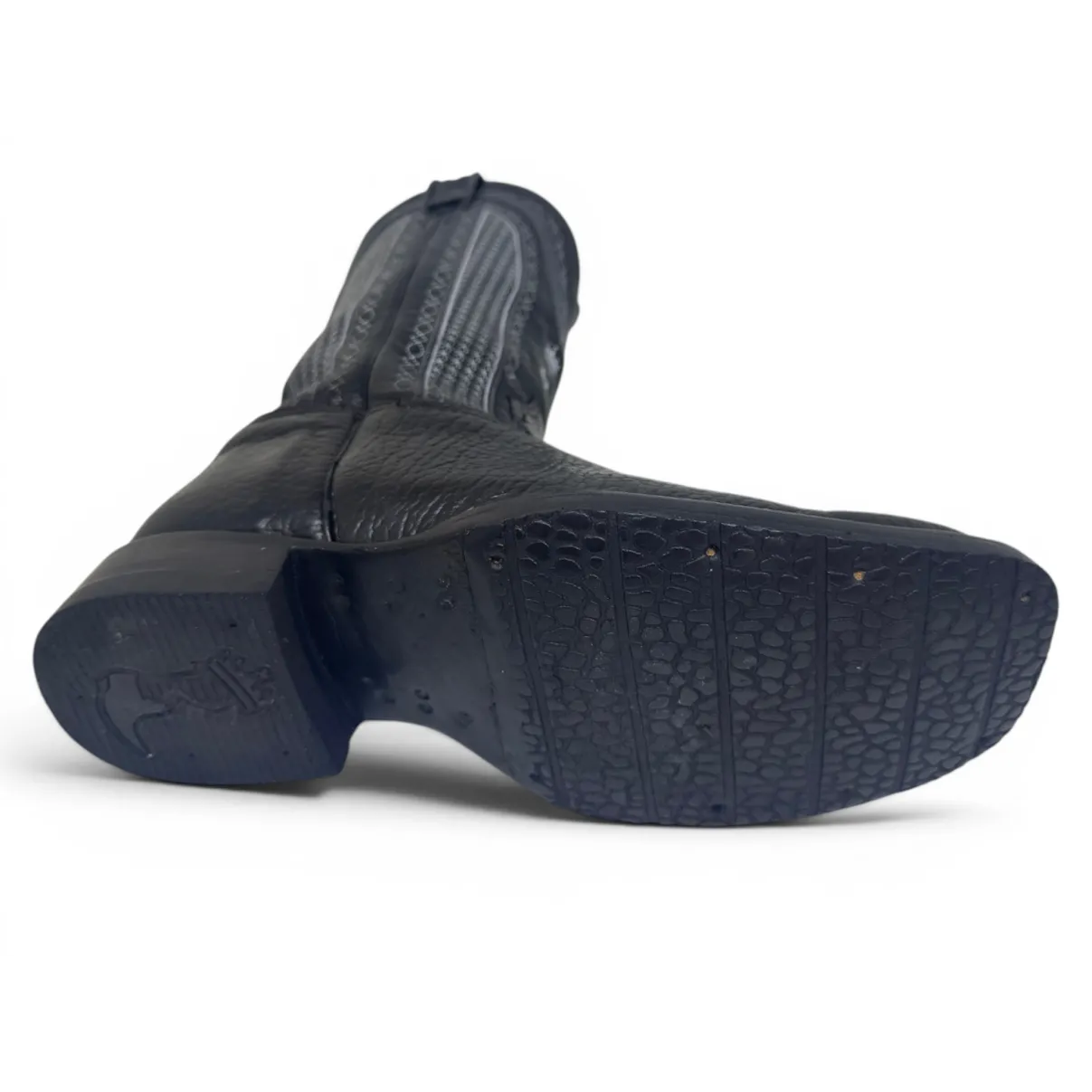Bota Texana Reizinho Premium de Couro Legítimo de Lobo Marinho Preto LIMITED EDITION - Cano Alto, Bico Quadrado - Solado de Couro Artesanal com Proteção