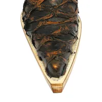 Bota Texana Reizinho Premium de Couro Legítimo de Pirarucu Brown Gold - Cano Médio, Bico Fino - Solado de Couro Artesanal - imagem 3