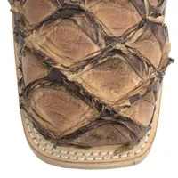 Bota Texana Reizinho Premium de Couro Legítimo de Pirarucu Dry Leaf LIMITED EDITION - Cano Alto, Bico Quadrado - Solado de Couro Artesanal - imagem 4