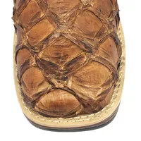 Bota Texana Reizinho Premium de Couro Legítimo de Pirarucu Dry Leaf LIMITED EDITION - Cano Alto, Bico Quadrado - Solado  - imagem 3