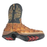Bota Texana Reizinho Premium de Couro Legítimo de Pirarucu Dry Leaf LIMITED EDITION - Cano Alto, Bico Quadrado - Solado  - imagem 7