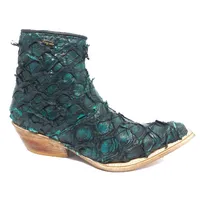 Bota Texana Reizinho Premium de Couro Legítimo de Pirarucu Ocean - Cano Curto, Bico Fino - Solado de Couro Artesanal - imagem 5
