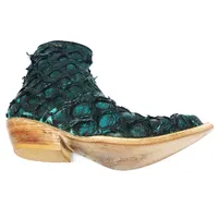 Bota Texana Reizinho Premium de Couro Legítimo de Pirarucu Ocean - Cano Curto, Bico Fino - Solado de Couro Artesanal - imagem 7