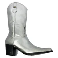 Bota Western Feminina De Couro Bovino Prata - Cano Alto, Bico Fino - imagem 6