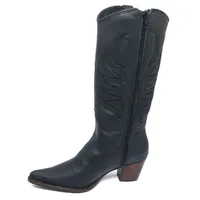 Bota Western Feminina de Couro Legítimo de Bovino Preto - Cano Alto, Bico Fino | Reizinho Botas - imagem 5
