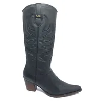 Bota Western Feminina de Couro Legítimo de Bovino Preto - Cano Alto, Bico Fino | Reizinho Botas - imagem 4