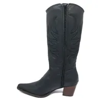 Bota Western Feminina de Couro Legítimo de Bovino Preto - Cano Alto, Bico Fino | Reizinho Botas - imagem 2
