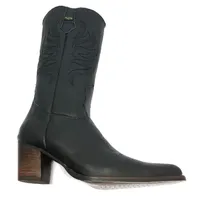 Bota Western Feminina de Couro Legítimo de Bovino Preto - Cano Alto, Bico Fino | Reizinho Botas - imagem 6
