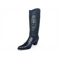 Bota Western Feminina de Couro Legítimo de Jacaré Preto - Cano Alto, Bico Fino | Reizinho Botas - imagem 5