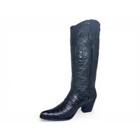 Bota Western Feminina de Couro Legítimo de Jacaré Preto - Cano Alto, Bico Fino | Reizinho Botas - imagem 2