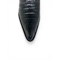 Bota Western Feminina de Couro Legítimo de Jacaré Preto - Cano Alto, Bico Fino | Reizinho Botas - imagem 3