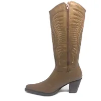 Bota Western Feminina de Couro Legítimo de Bovino Marrom - Cano Alto, Bico Fino | Reizinho Botas - imagem 1