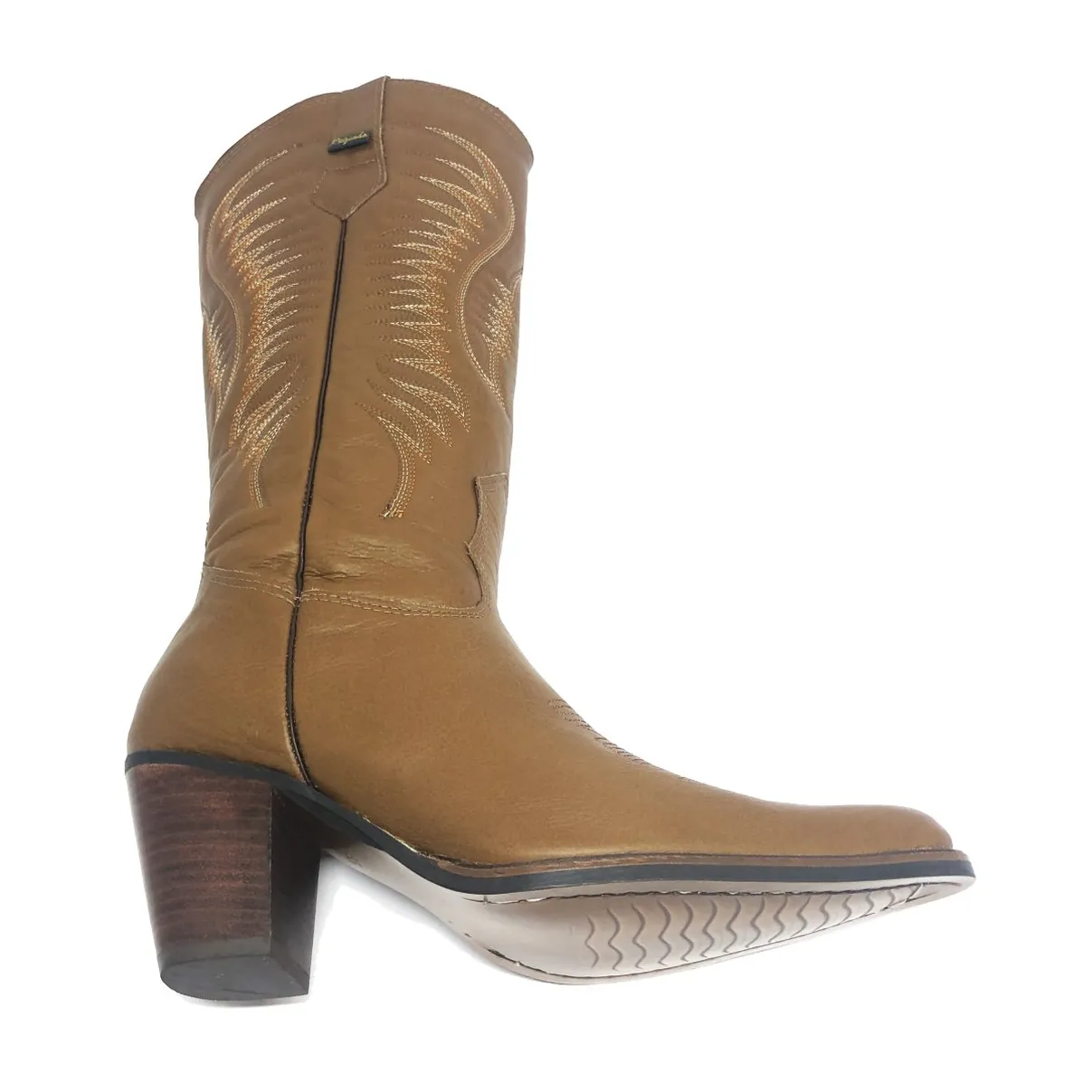 Bota Western Feminina de Couro Legítimo de Bovino Marrom - Cano Alto, Bico Fino | Reizinho Botas