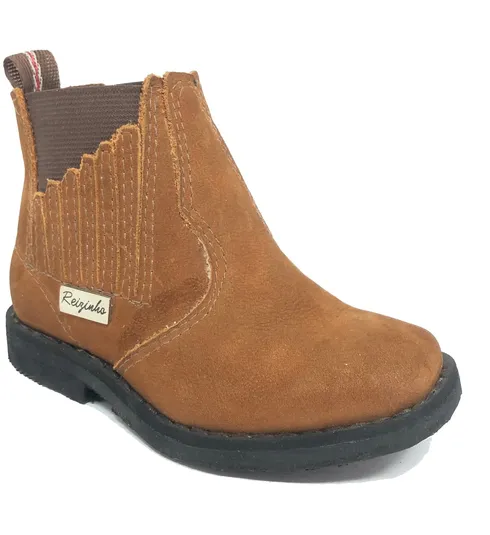 Botina Infantil Bufalada Caramelo - Cano Curto, Bico Quadrado, Solado Flex