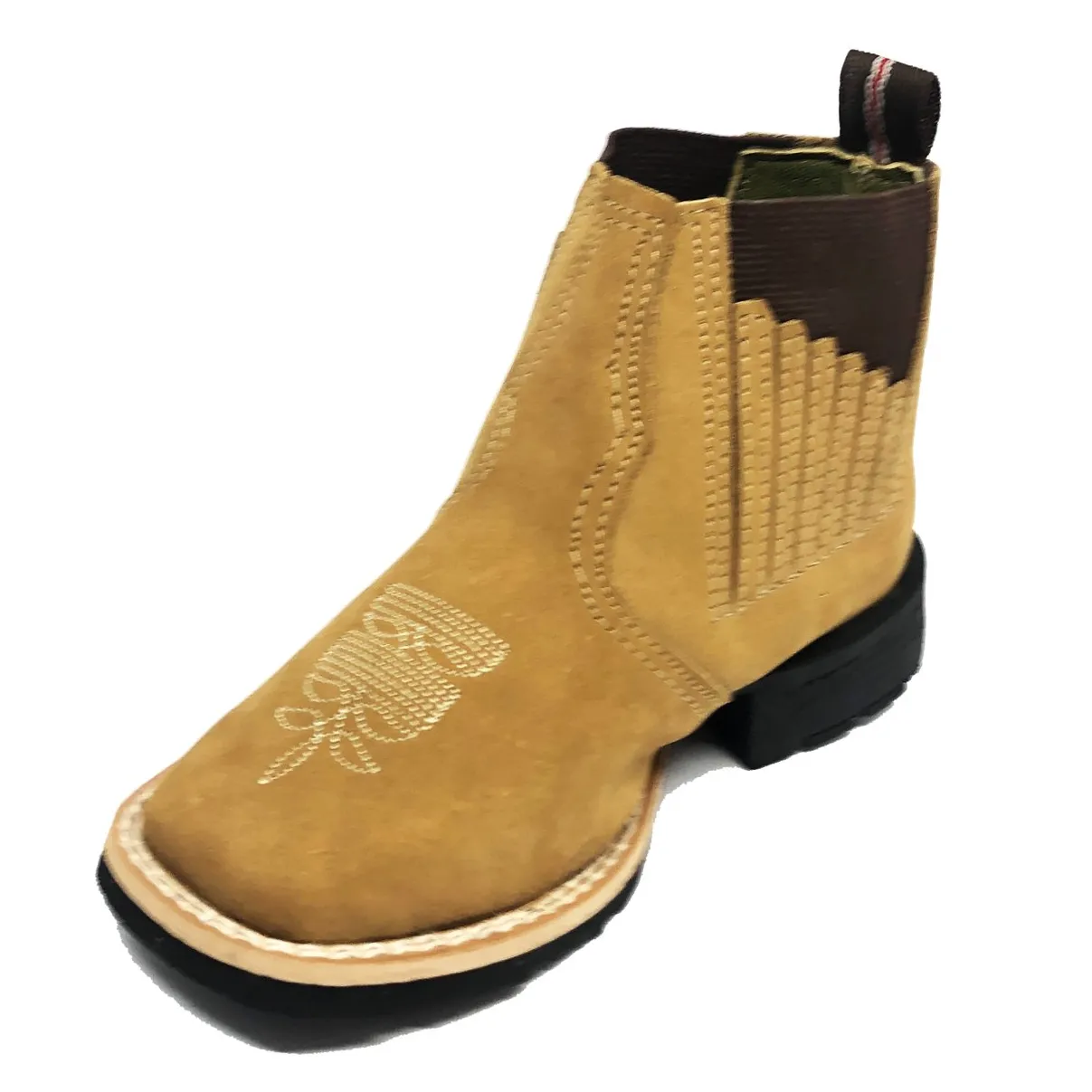 Bota Infantil de Couro Bovino Bufalado Marfim- Cano Curto Elástico, Bico Quadrado - Solado Flex Comfort | Reizinho Botas