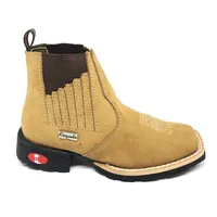 Bota Infantil de Couro Bovino Bufalado Marfim- Cano Curto Elástico, Bico Quadrado - Solado Flex Comfort | Reizinho Botas - imagem 4