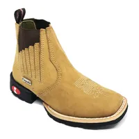 Bota Infantil de Couro Bovino Bufalado Marfim- Cano Curto Elástico, Bico Quadrado - Solado Flex Comfort | Reizinho Botas - imagem 1