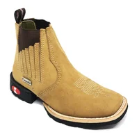 Bota Infantil de Couro Bovino Bufalado Marfim- Cano Curto Elástico, Bico Quadrado - Solado Flex Comfort | Reizinho Botas - imagem 1