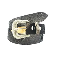 CINTO DE COURO LEGÍTIMO DE COBRA PYTHON LUXO BLACK - imagem 2