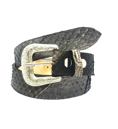 CINTO DE COURO LEGÍTIMO DE COBRA PYTHON LUXO BLACK