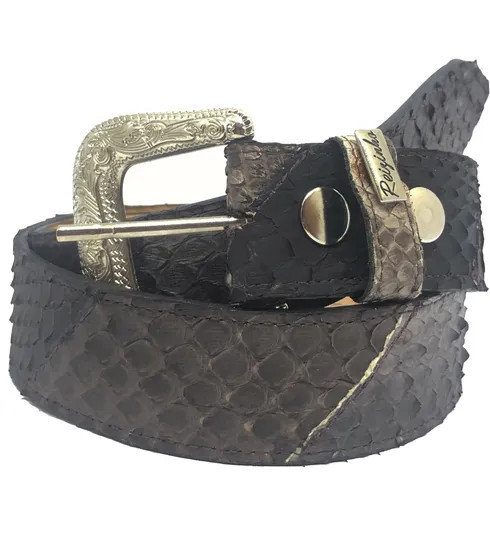 CINTO DE COURO LEGÍTIMO DE COBRA PYTHON LUXO BLACK