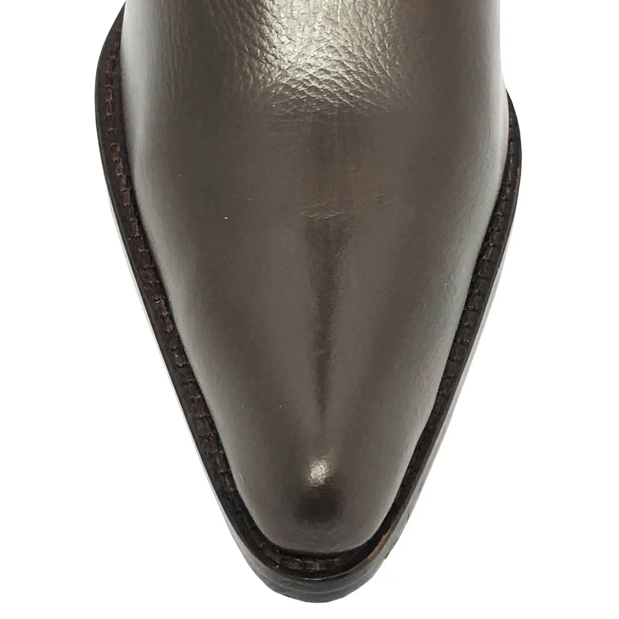Bota Western Feminina De Couro Bovino Marrom - Cano Alto, Bico Fino