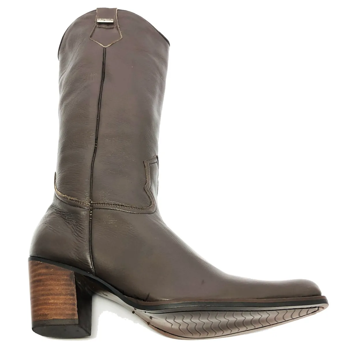 Bota Western Feminina De Couro Bovino Marrom - Cano Alto, Bico Fino