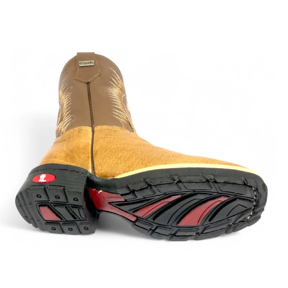 Bota Infantil de Couro De Barriga de Avestruz Conhaque | Reizinho Botas