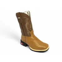Bota Infantil de Couro De Barriga de Avestruz Conhaque | Reizinho Botas - imagem 1