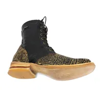 Coturno Texano Reizinho Premium de Couro Legítimo Bovino Imitação de Elefante Black Cognac - Cano Curto, Bico Quadrado - Solado de Couro Artesanal - imagem 5